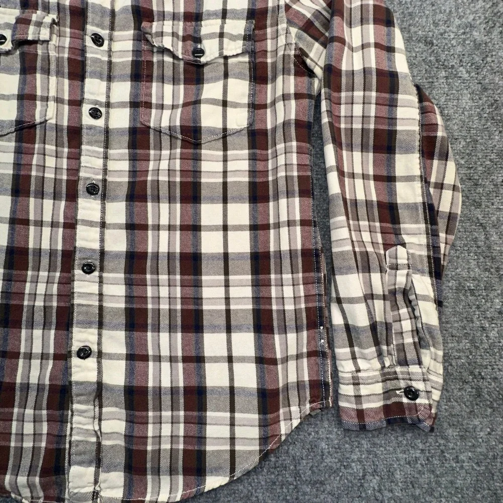 J. Crew Plaid Button Down Shirt Mens Medium Brown Cream Long‎ Sleeve Excellent